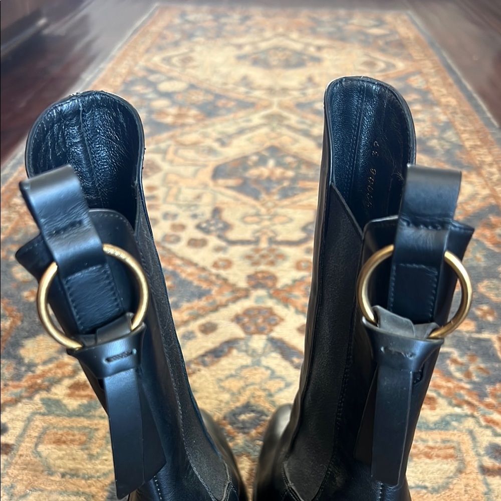 Frame Denim Black Heeled Boots with Pointed Toe - Picture 4 of 6